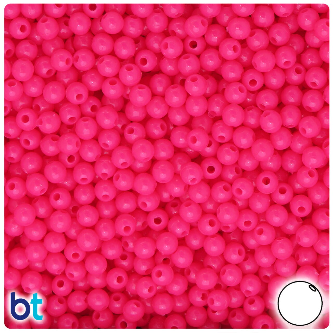 BeadTin Magenta Neon Bright 5mm Round Plastic Craft Beads (700pcs)